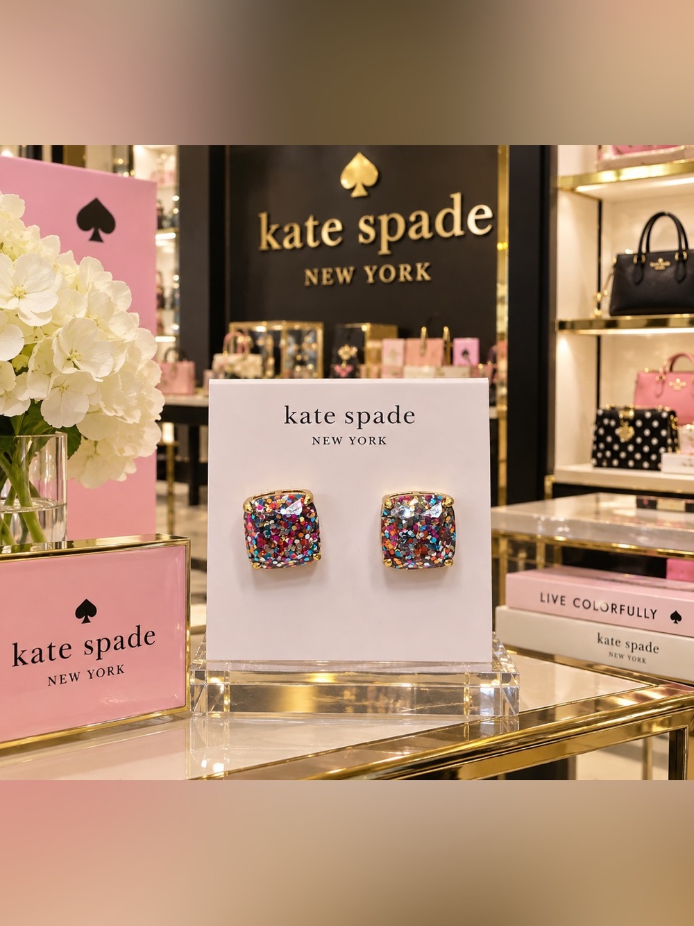 kate spade Multicolor Glitter Square Hair Clips
